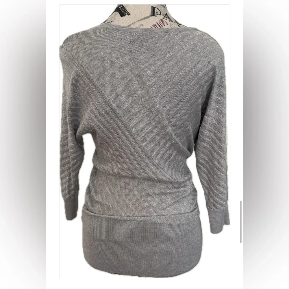 White House Black Market Metallic Gray Sweater